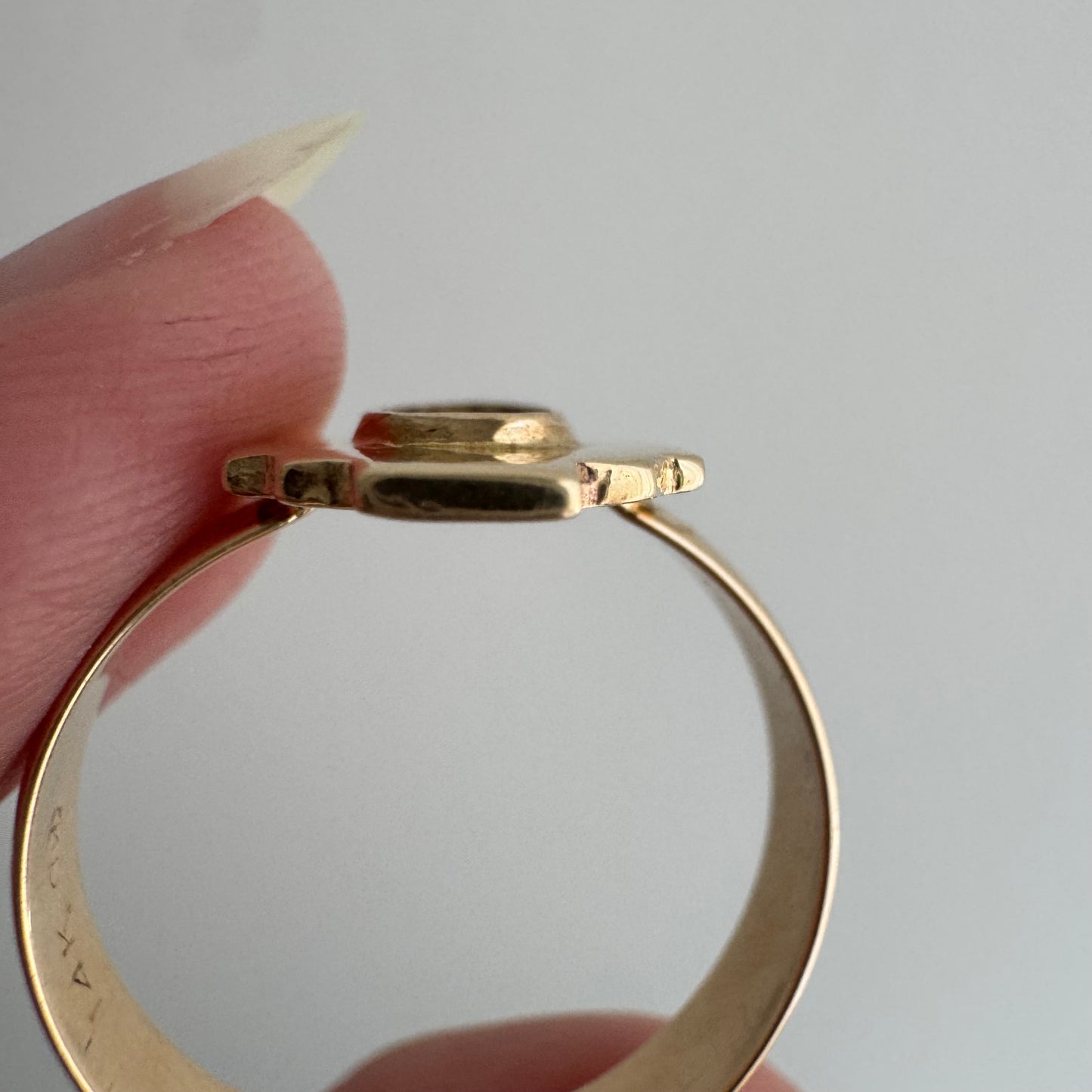 H A N D M A D E / upside down rose cut from The Rajah Press / 14k shield ring with a rose cut diamond / size ~7.5