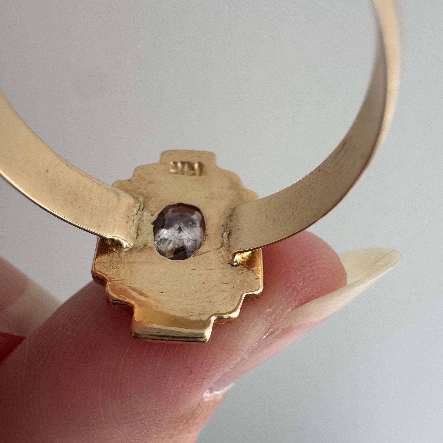 H A N D M A D E / upside down rose cut from The Rajah Press / 14k shield ring with a rose cut diamond / size ~7.5