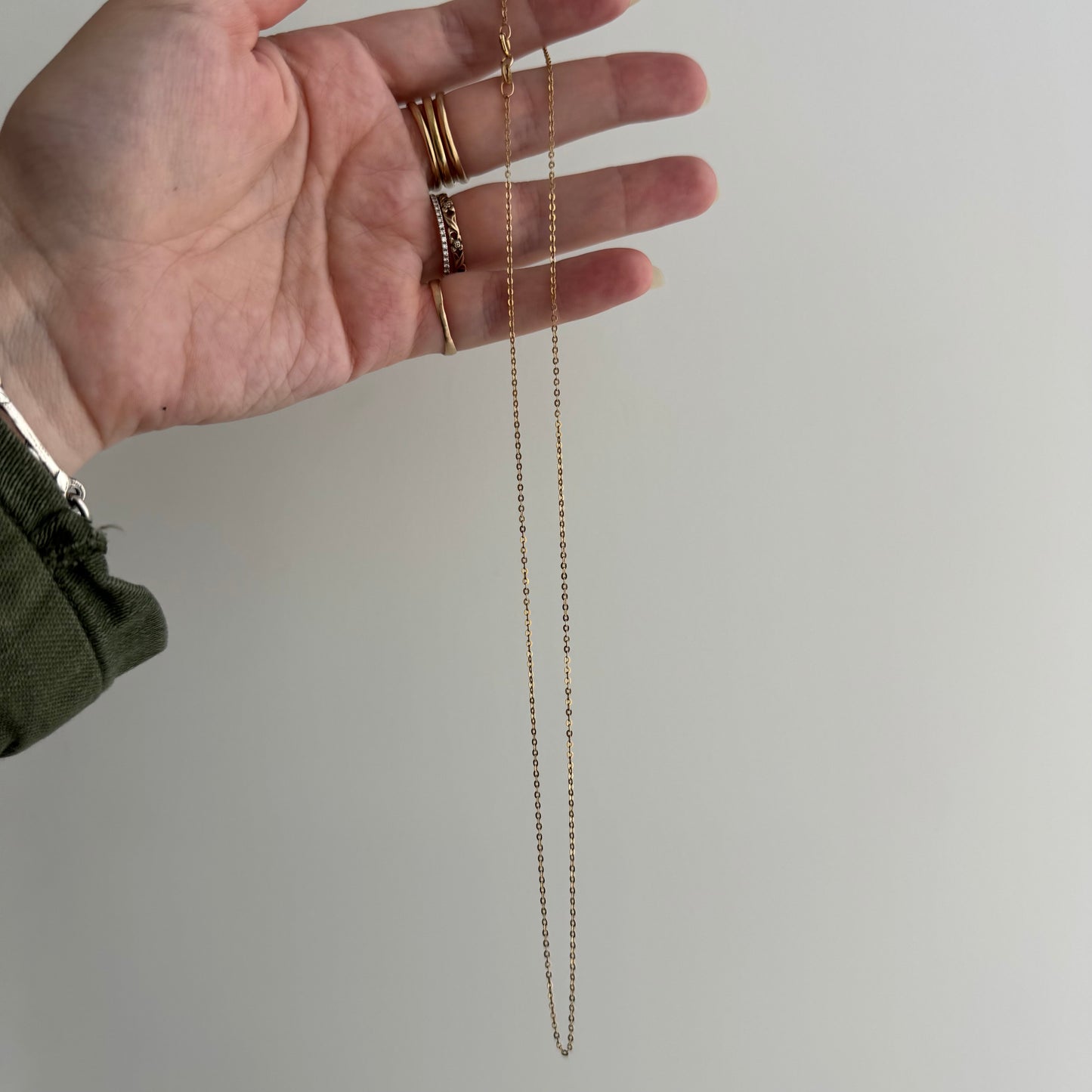 V I N T A G E // dainty cable / 14k yellow gold dainty 1.35mm cable chain necklace by UnoAErre / 18.5", 1.5g