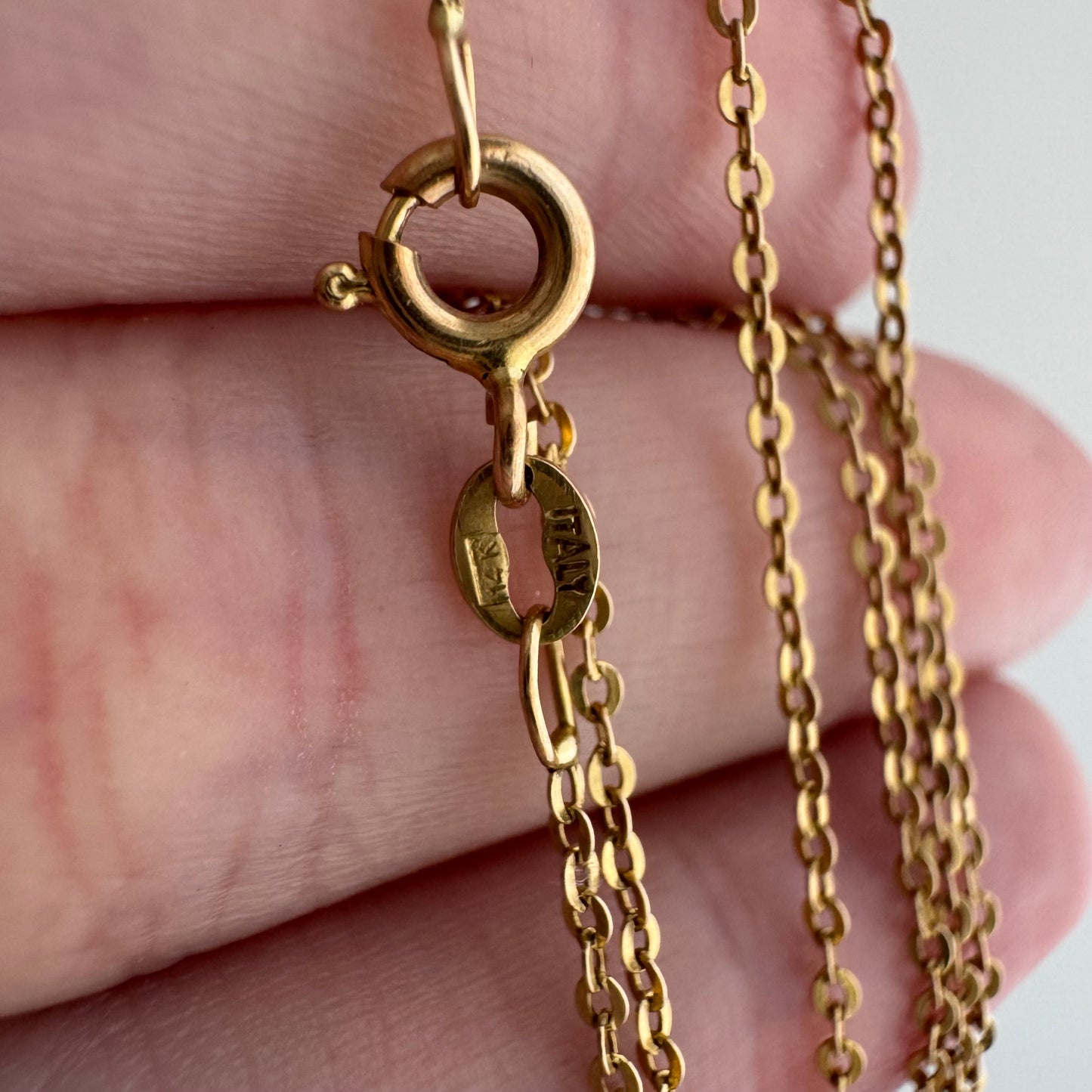 V I N T A G E // dainty cable / 14k yellow gold dainty 1.35mm cable chain necklace by UnoAErre / 18.5", 1.5g