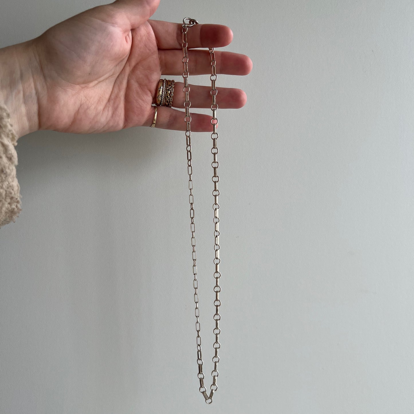 V I N T A G E // trombone paperclip / sterling silver long and short link chain / 21.25"