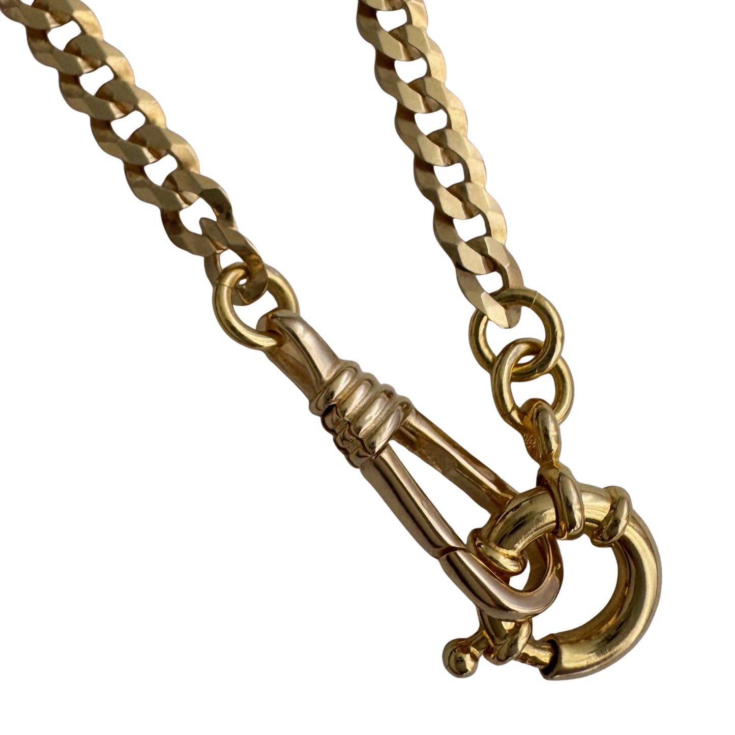 reimagined V I N T A G E // modern day watch chain / re-worked gold over sterling silver faceted flat curb chain / 19", 11.5g
