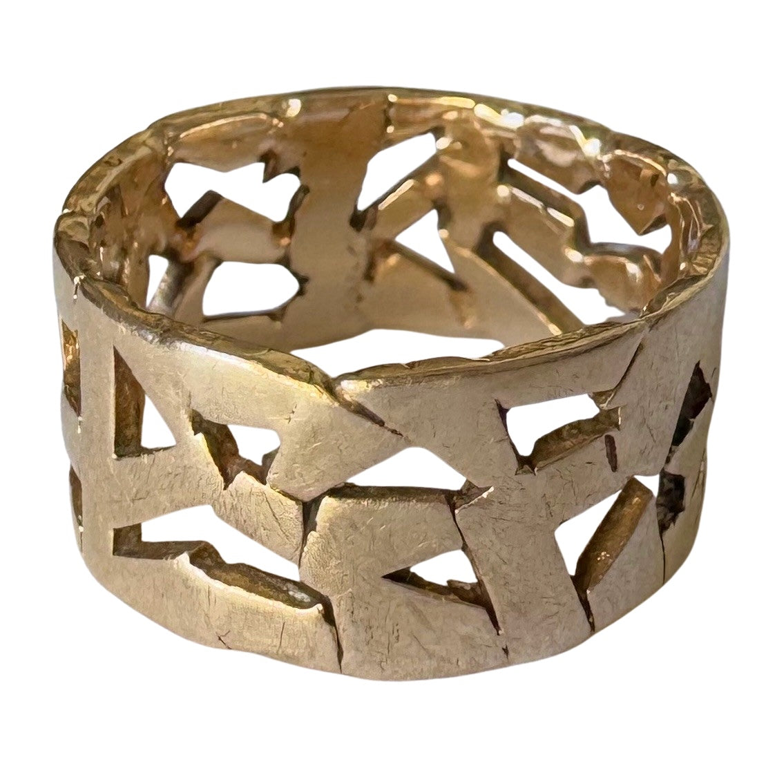 V I N T A G E // brutalist geometry / under karat 14k wide brutalist artisan band / size 5.75ish