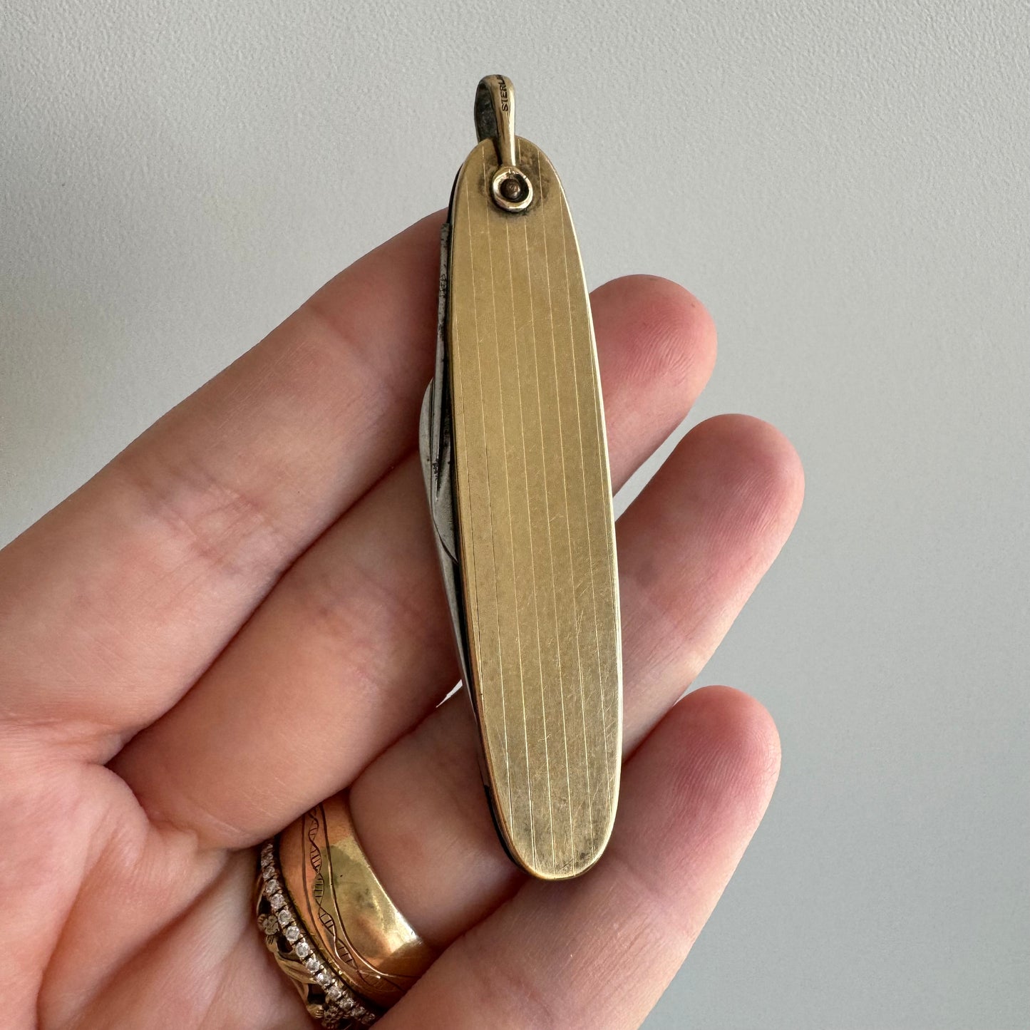 V I N T A G E // pinstripes and possibilities / 12k GF on sterling silver pen knife / a pendant