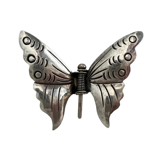 V I N T A G E // hold on tight / sterling silver butterfly clip / a spring brooch