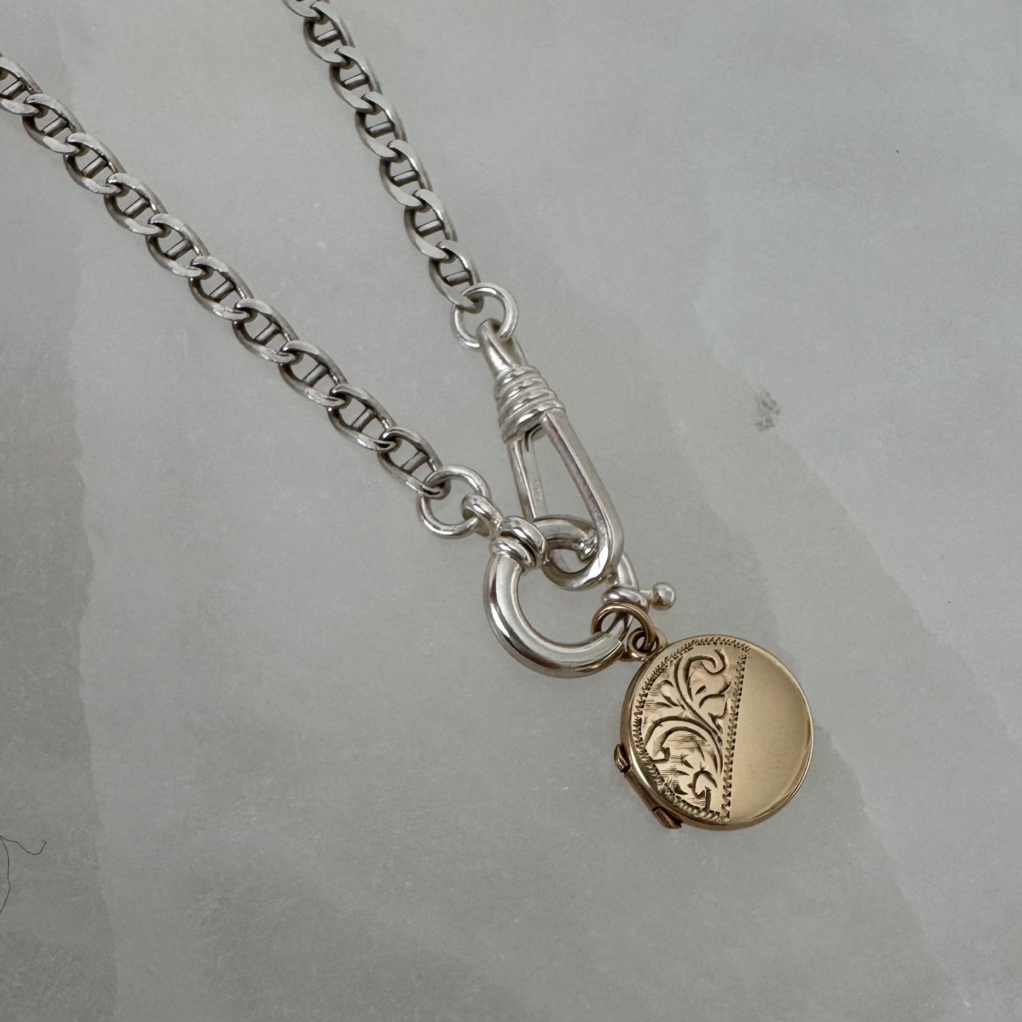 reimagined V I N T A G E // modern day watch chain / re-worked sterling flat mariner anchor link chain / 18.25", 13.4g