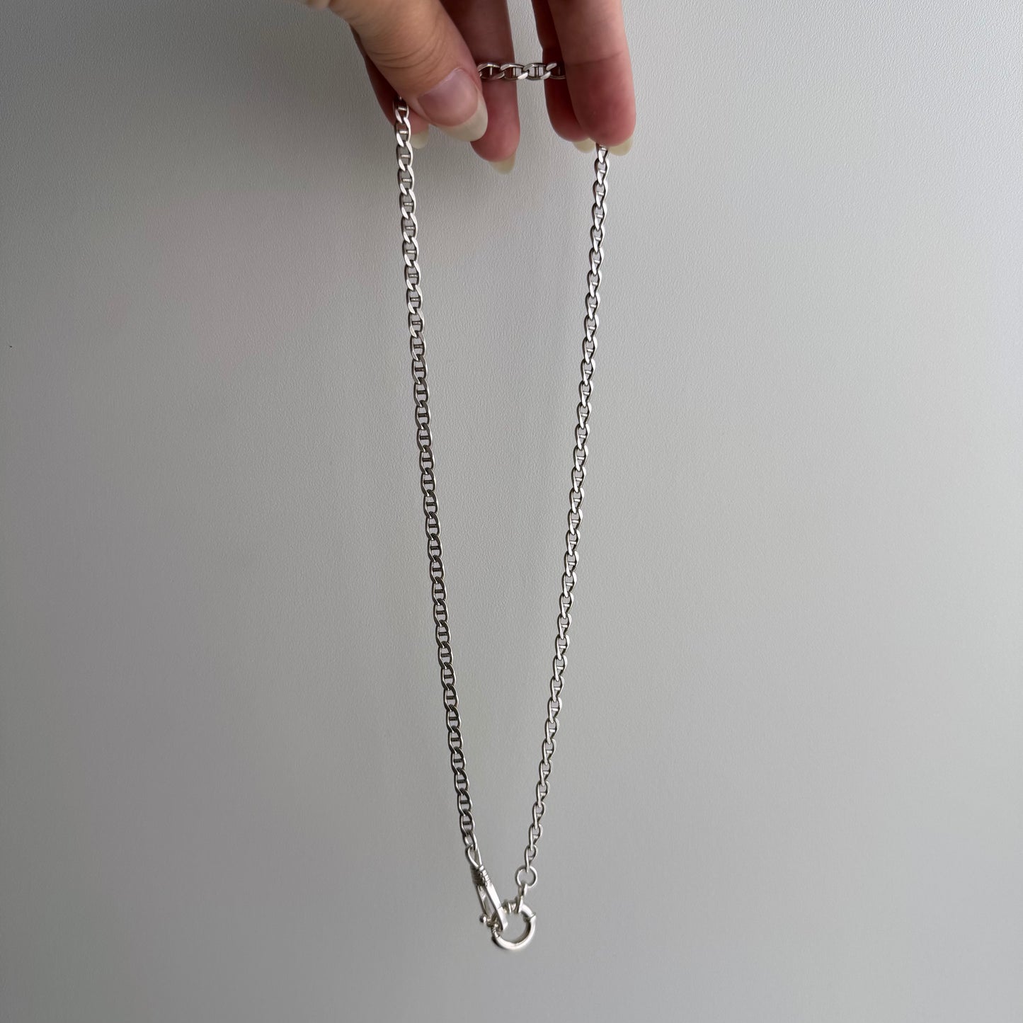 reimagined V I N T A G E // modern day watch chain / re-worked sterling flat mariner anchor link chain / 18.25", 13.4g