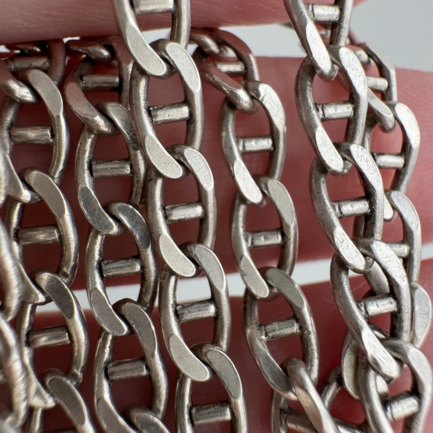 reimagined V I N T A G E // modern day watch chain / re-worked sterling flat mariner anchor link chain / 18.25", 13.4g