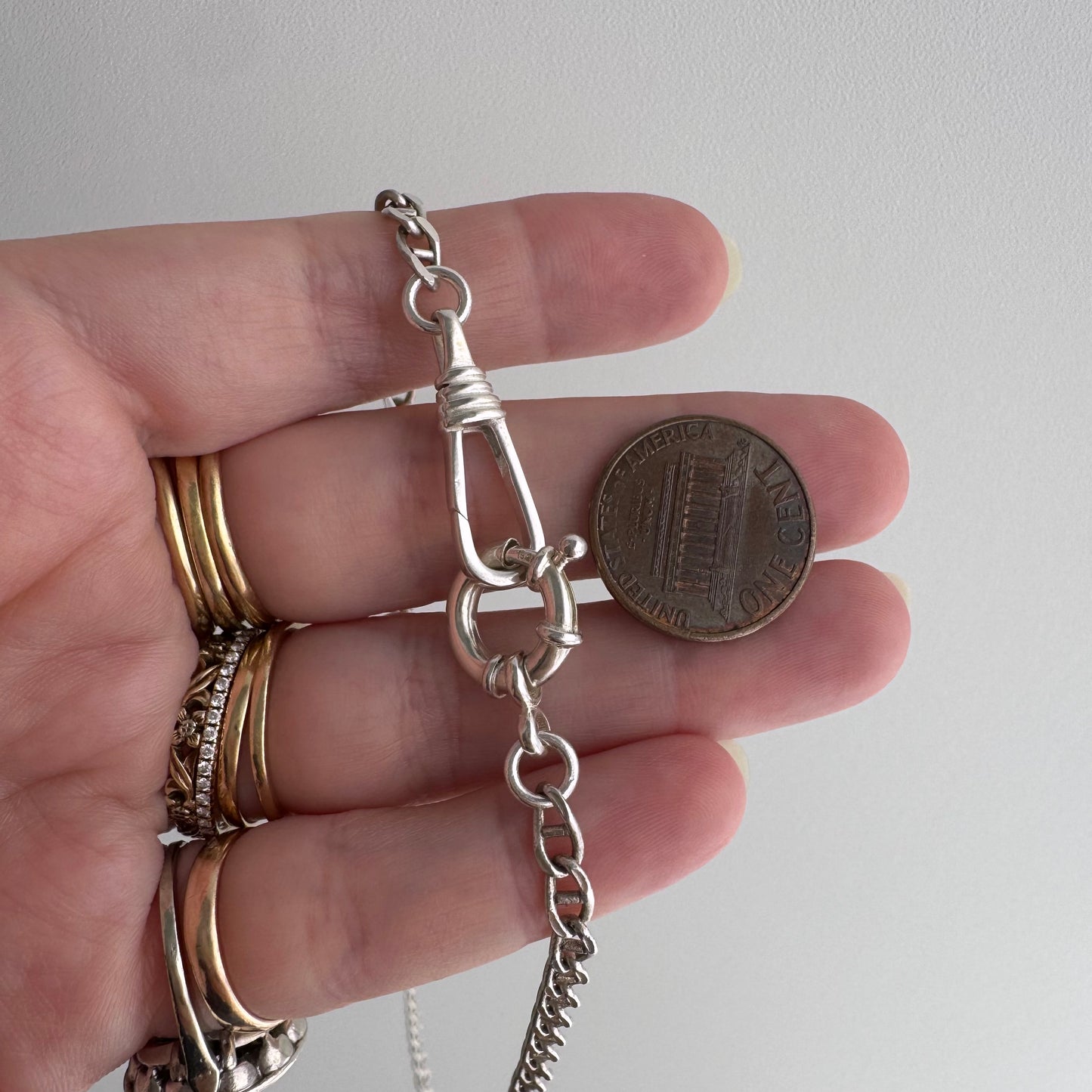 reimagined V I N T A G E // modern day watch chain / re-worked sterling flat mariner anchor link chain / 18.25", 13.4g