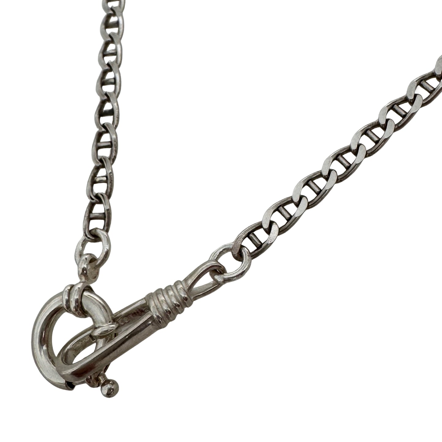 reimagined V I N T A G E // modern day watch chain / re-worked sterling flat mariner anchor link chain / 18.25", 13.4g