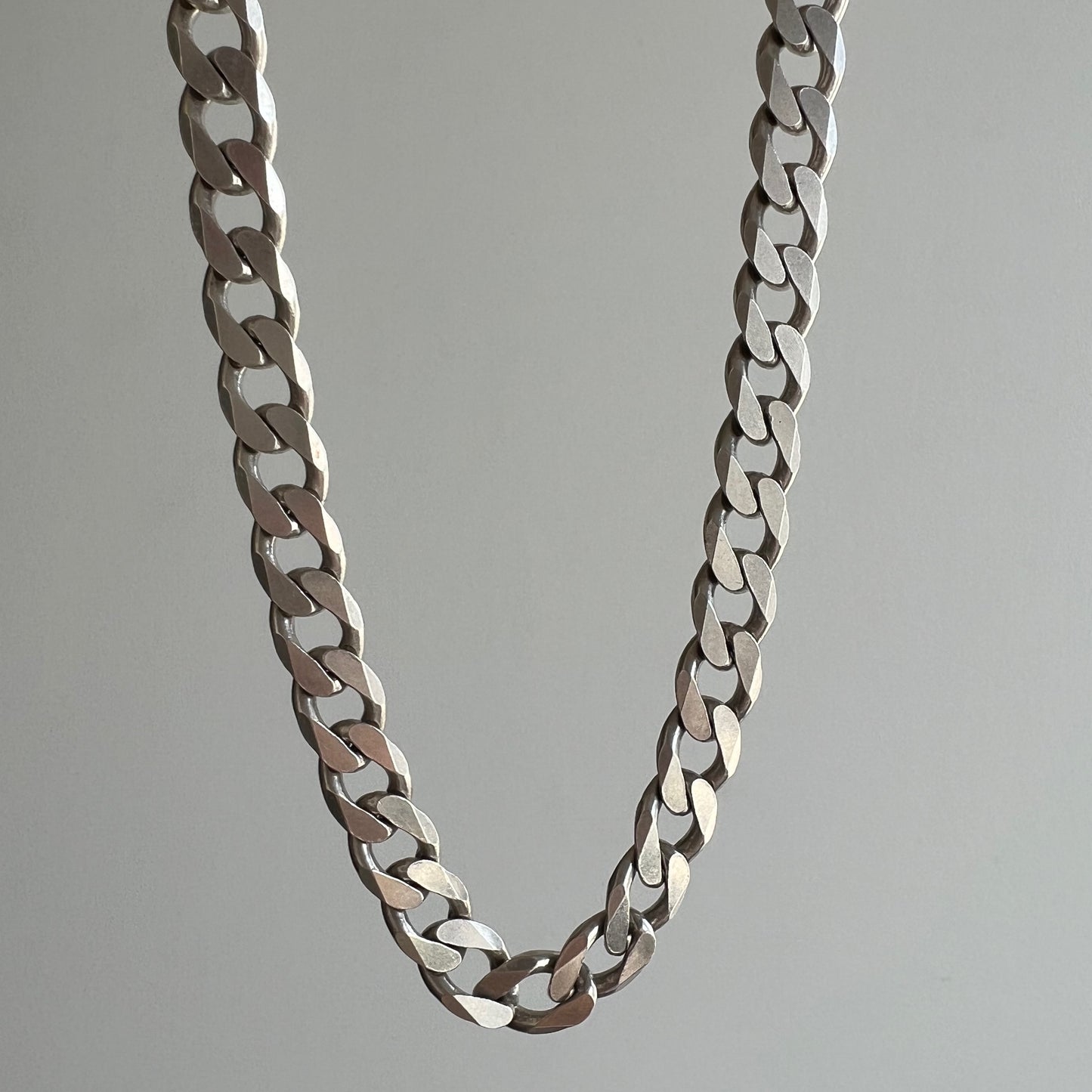 V I N T A G E // perfect curb / Italy sterling silver curb chain / 20" long 52g