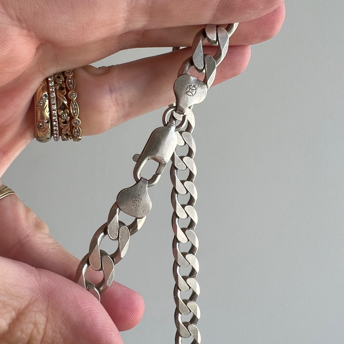 V I N T A G E // perfect curb / Italy sterling silver curb chain / 20" long 52g