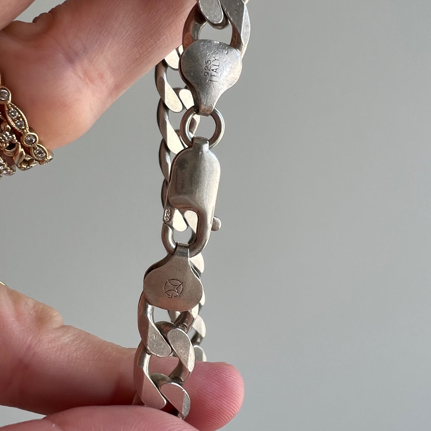 V I N T A G E // perfect curb / Italy sterling silver curb chain / 20" long 52g