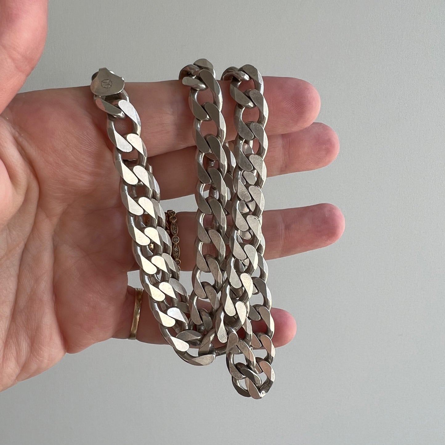 V I N T A G E // perfect curb / Italy sterling silver curb chain / 20" long 52g