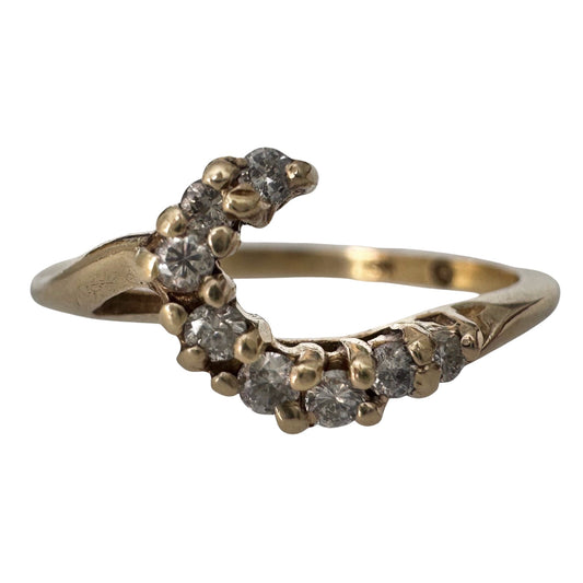 V I N T A G E // sparkle wave / 14k and eight diamond ring guard jacket / size 6.25