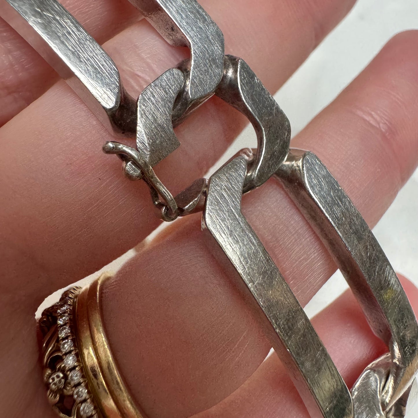 V I N T A G E // 800 silver fancy chunky figaro bracelet / ~7.5", 48.5g!!