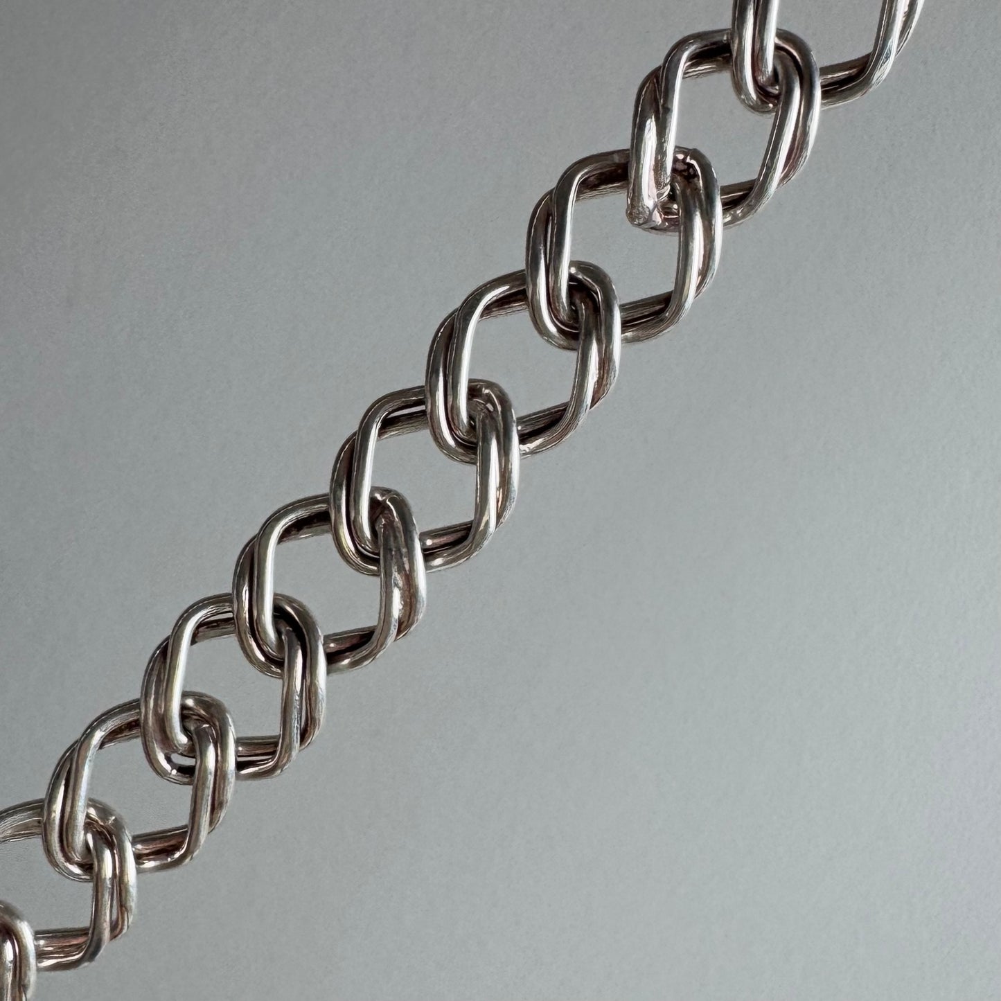 V I N T A G E // the start of something wonderful / sterling silver diamond spared double curb chain wide necklace / 17.25", 49.6g