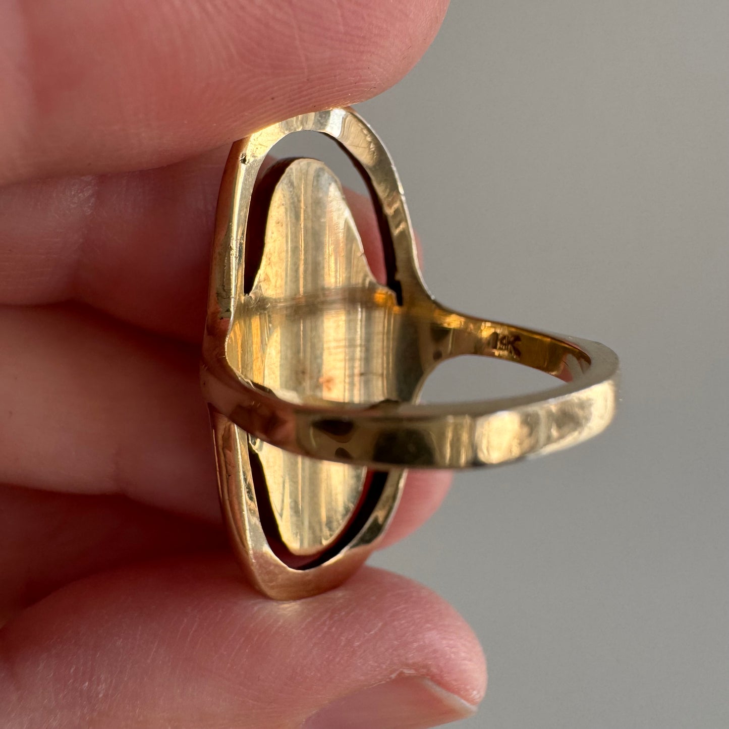 A N T I Q U E // dream deity / 14k Egyptian revival Hathor shield ring / size 5.75