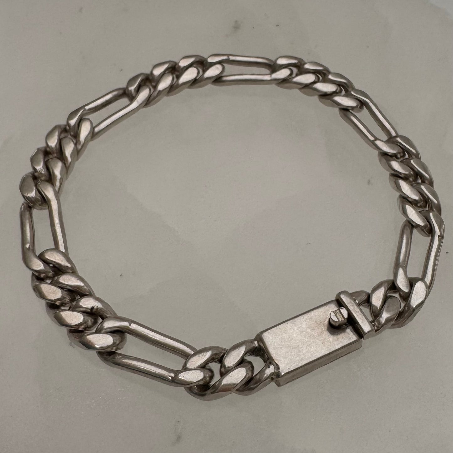 V I N T A G E // sterling silver chunky Mexico figaro bracelet / 8.25", 32.4g
