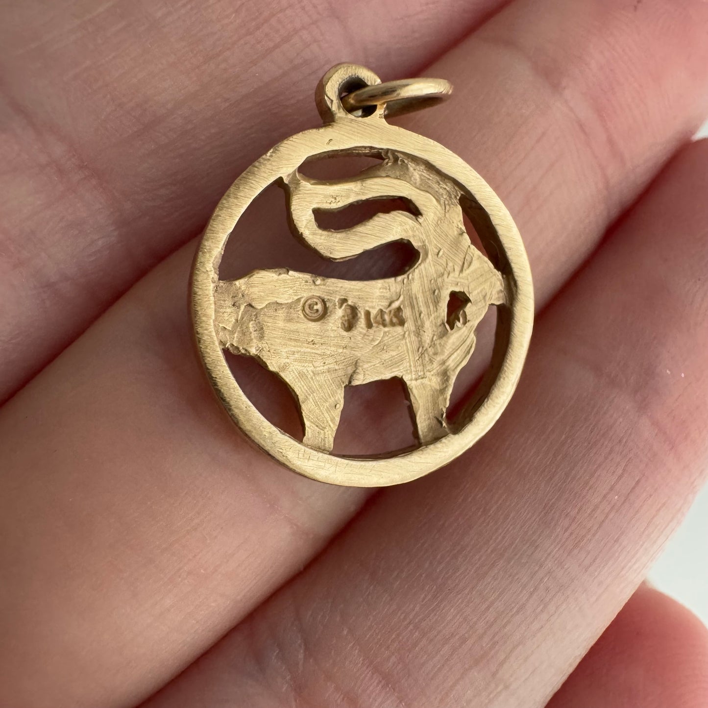 V I N T A G E // majestic goat / 14k yellow gold Capricorn goat zodiac / a pendant