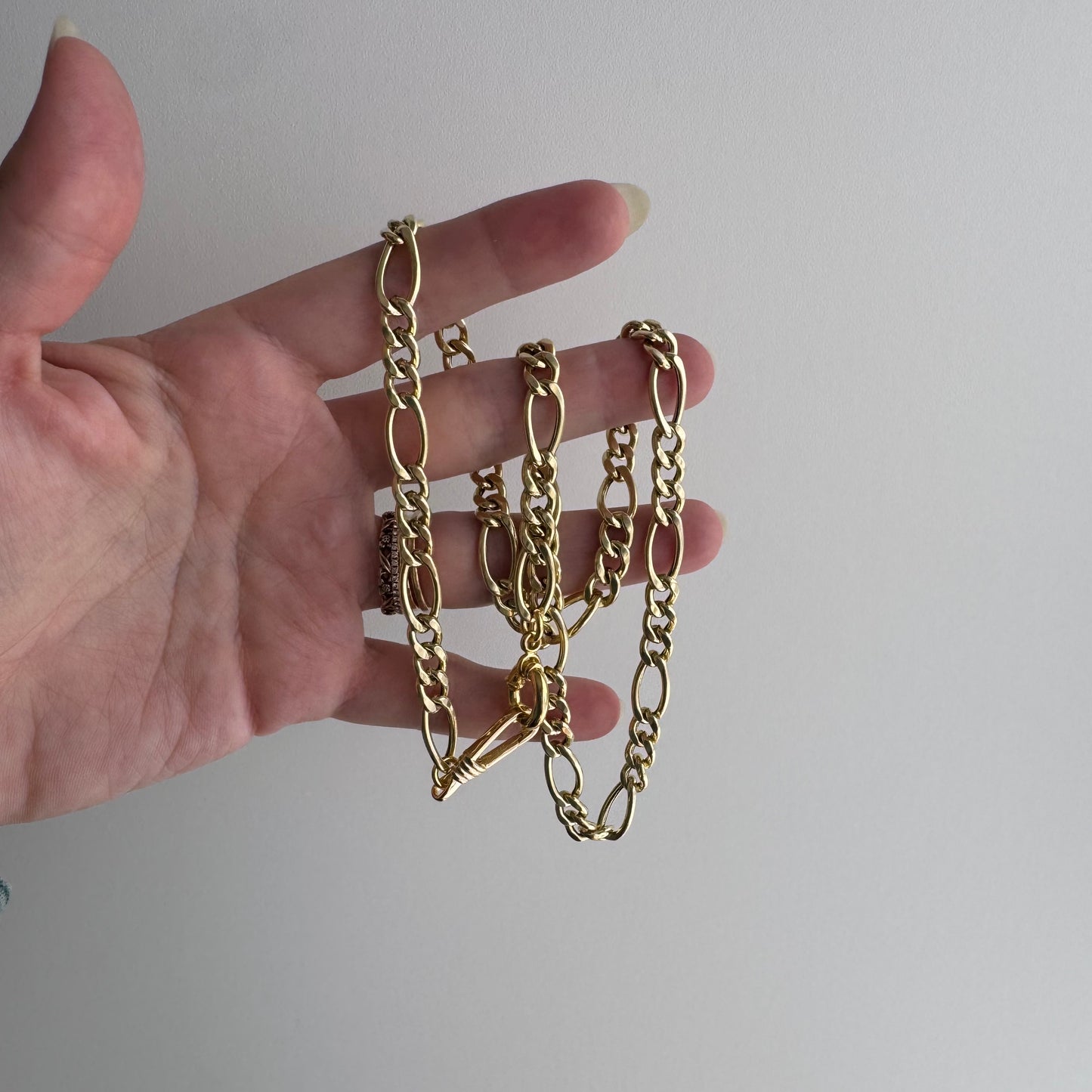 reimagined V I N T A G E // modern day watch chain / re-worked gold over sterling silver puffy figaro chain / 22", 17.5g