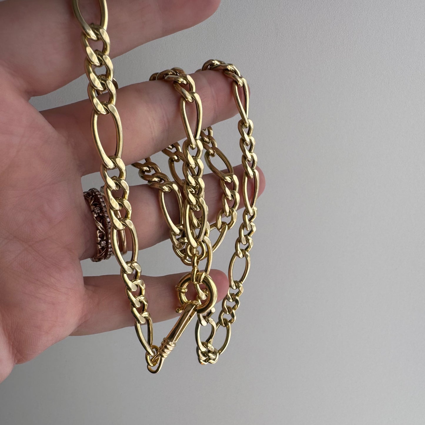reimagined V I N T A G E // modern day watch chain / re-worked gold over sterling silver puffy figaro chain / 22", 17.5g