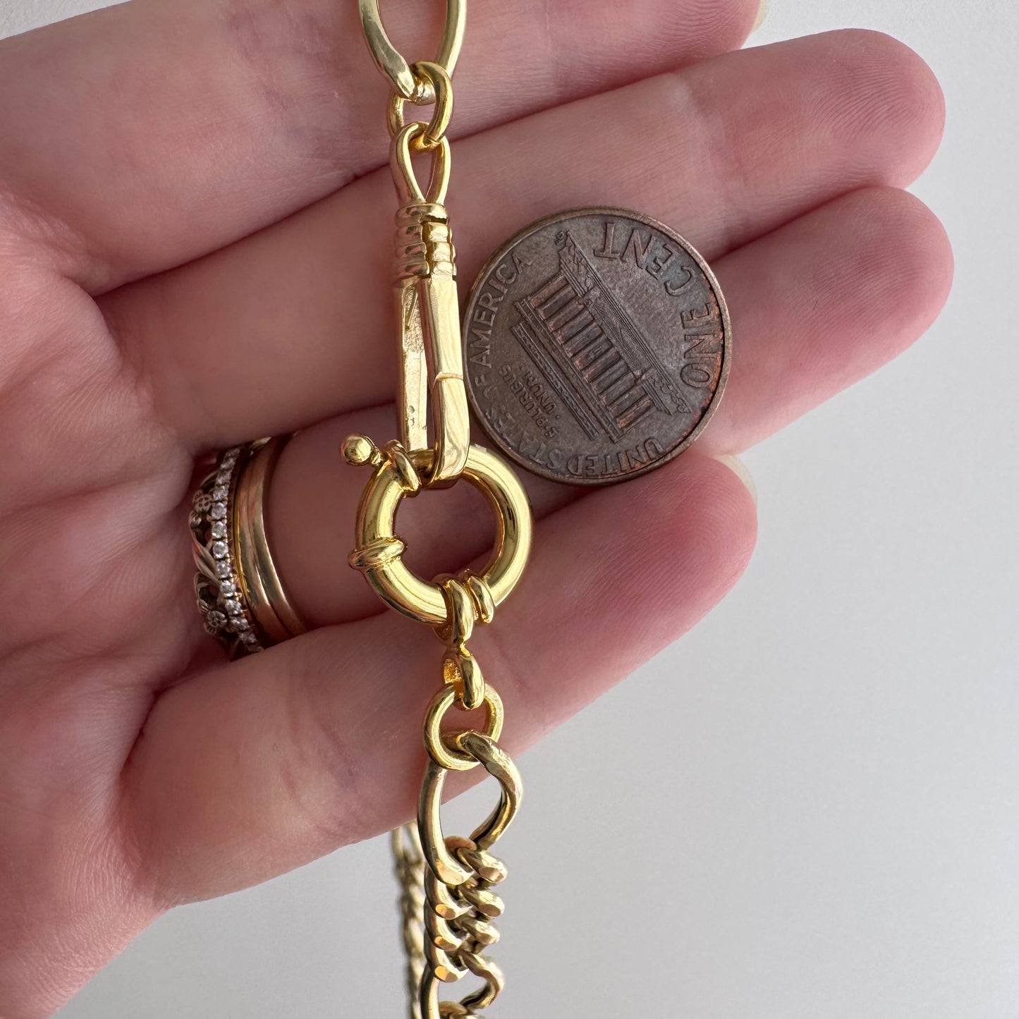 reimagined V I N T A G E // modern day watch chain / re-worked gold over sterling silver puffy figaro chain / 22", 17.5g