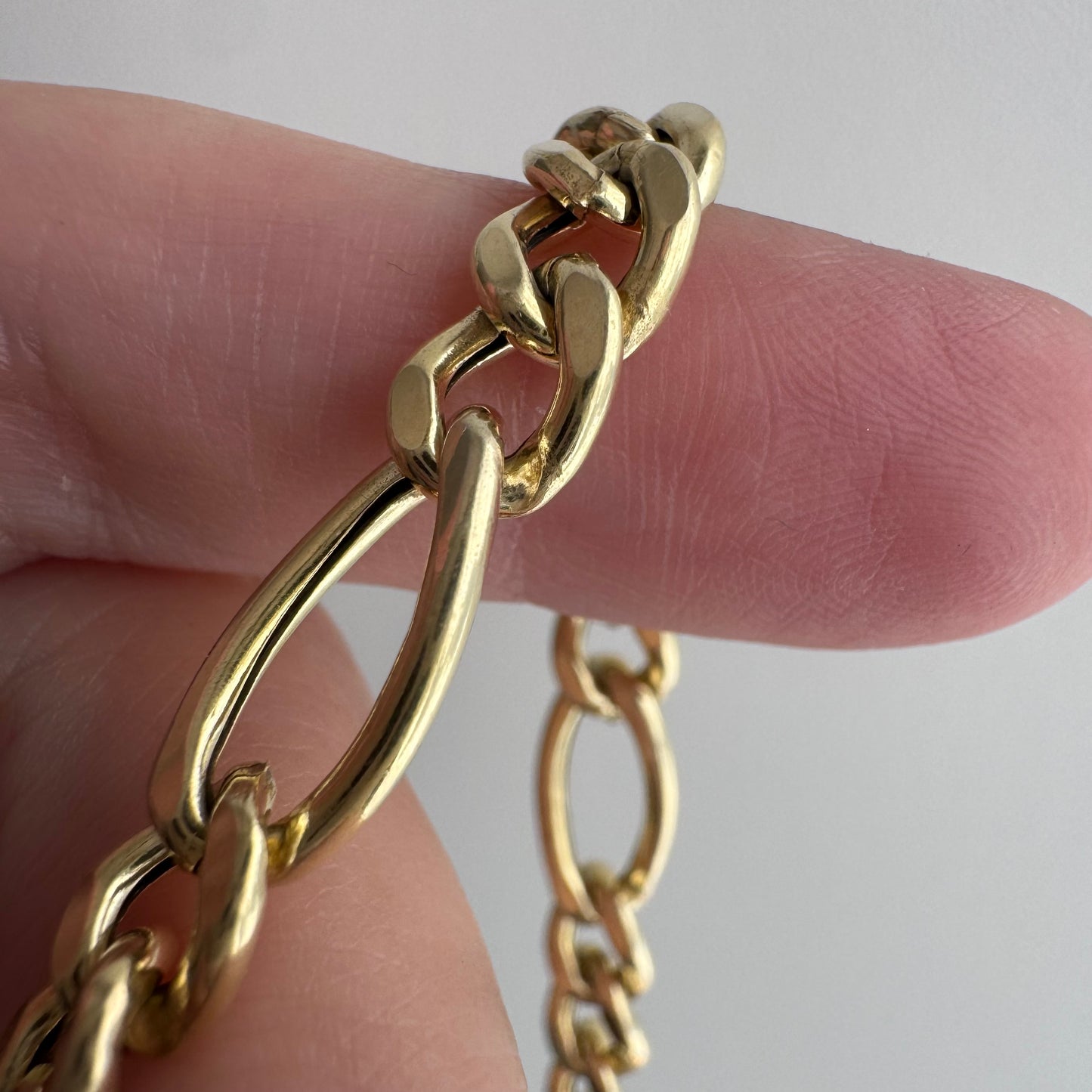 reimagined V I N T A G E // modern day watch chain / re-worked gold over sterling silver puffy figaro chain / 22", 17.5g