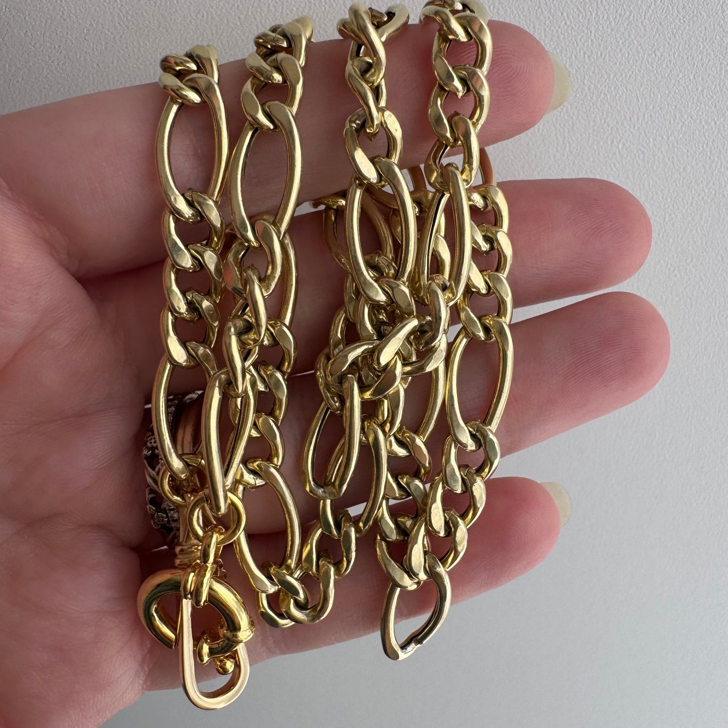 reimagined V I N T A G E // modern day watch chain / re-worked gold over sterling silver puffy figaro chain / 22", 17.5g