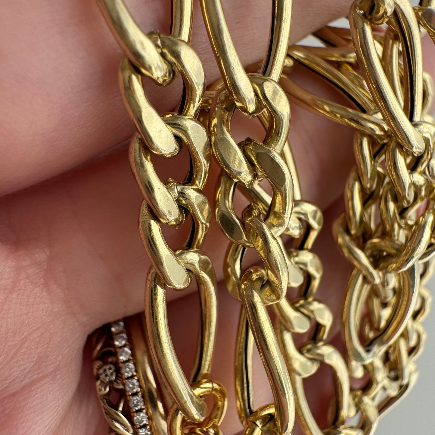 reimagined V I N T A G E // modern day watch chain / re-worked gold over sterling silver puffy figaro chain / 22", 17.5g