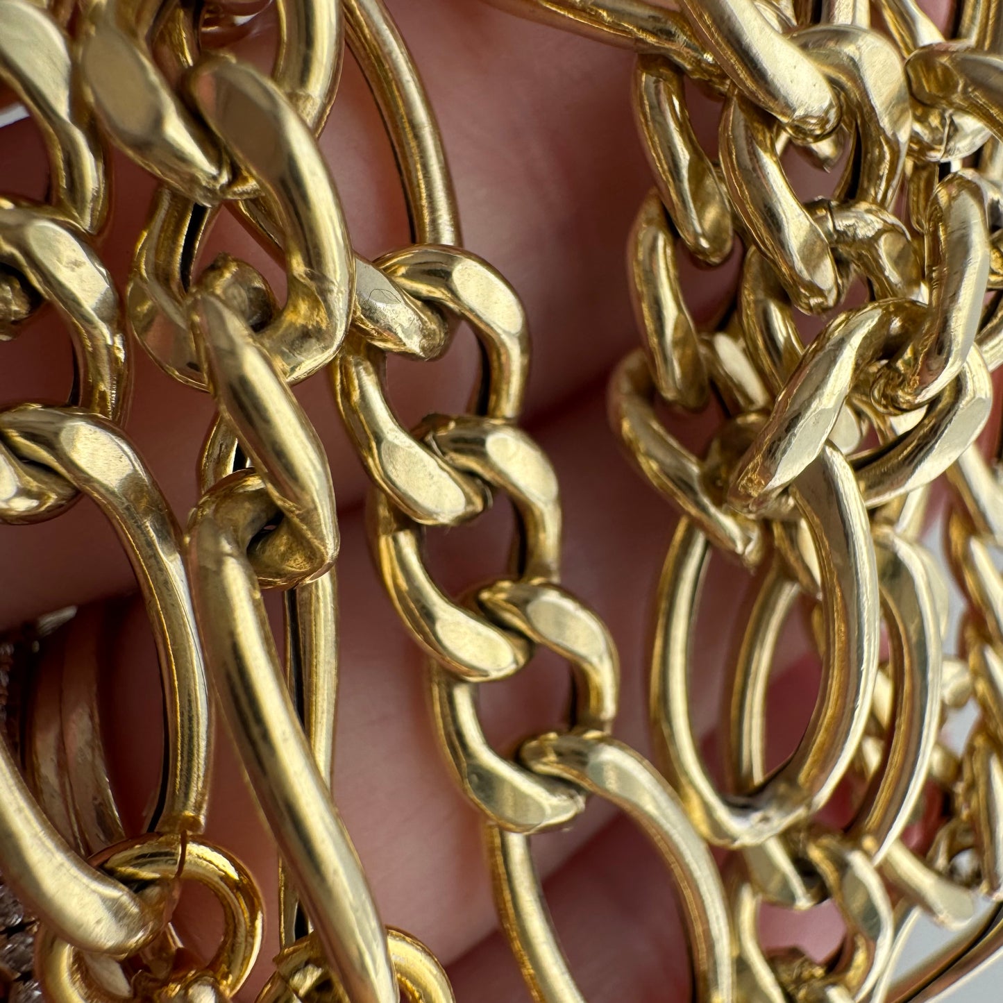 reimagined V I N T A G E // modern day watch chain / re-worked gold over sterling silver puffy figaro chain / 22", 17.5g