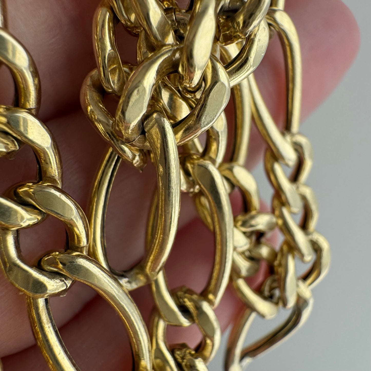 reimagined V I N T A G E // modern day watch chain / re-worked gold over sterling silver puffy figaro chain / 22", 17.5g