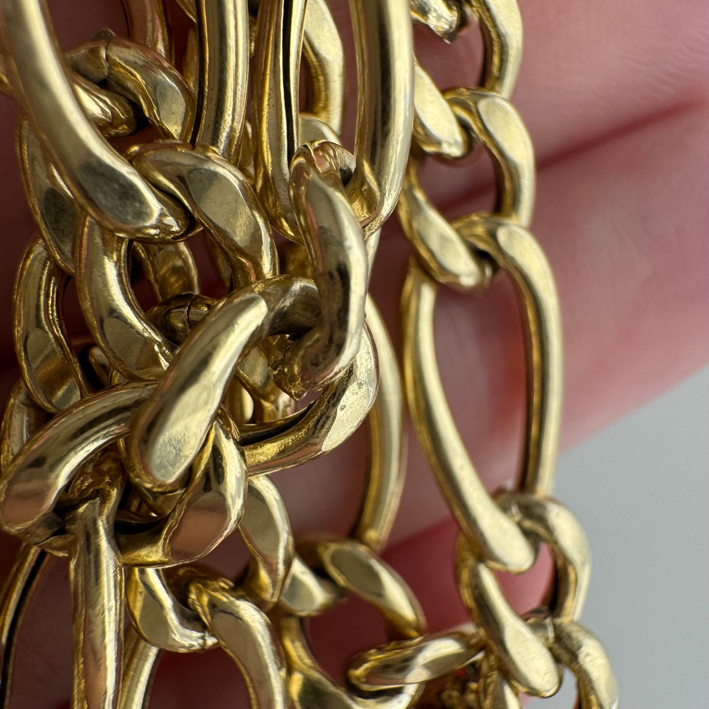 reimagined V I N T A G E // modern day watch chain / re-worked gold over sterling silver puffy figaro chain / 22", 17.5g