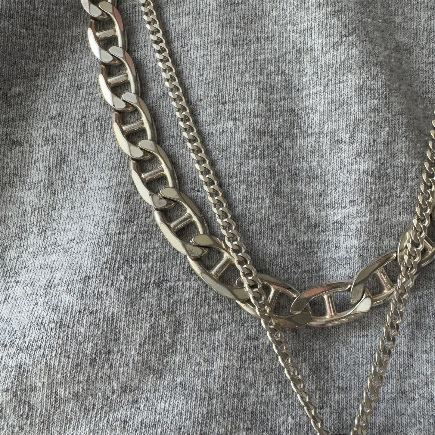 P R E - L O V E D // chunky anchor / sterling silver wide flat anchor link chain necklace / 23.75", 73.8g