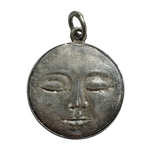 V I N T A G E // magnificent moon / 999 fine silver moon face and ankh / a pendant