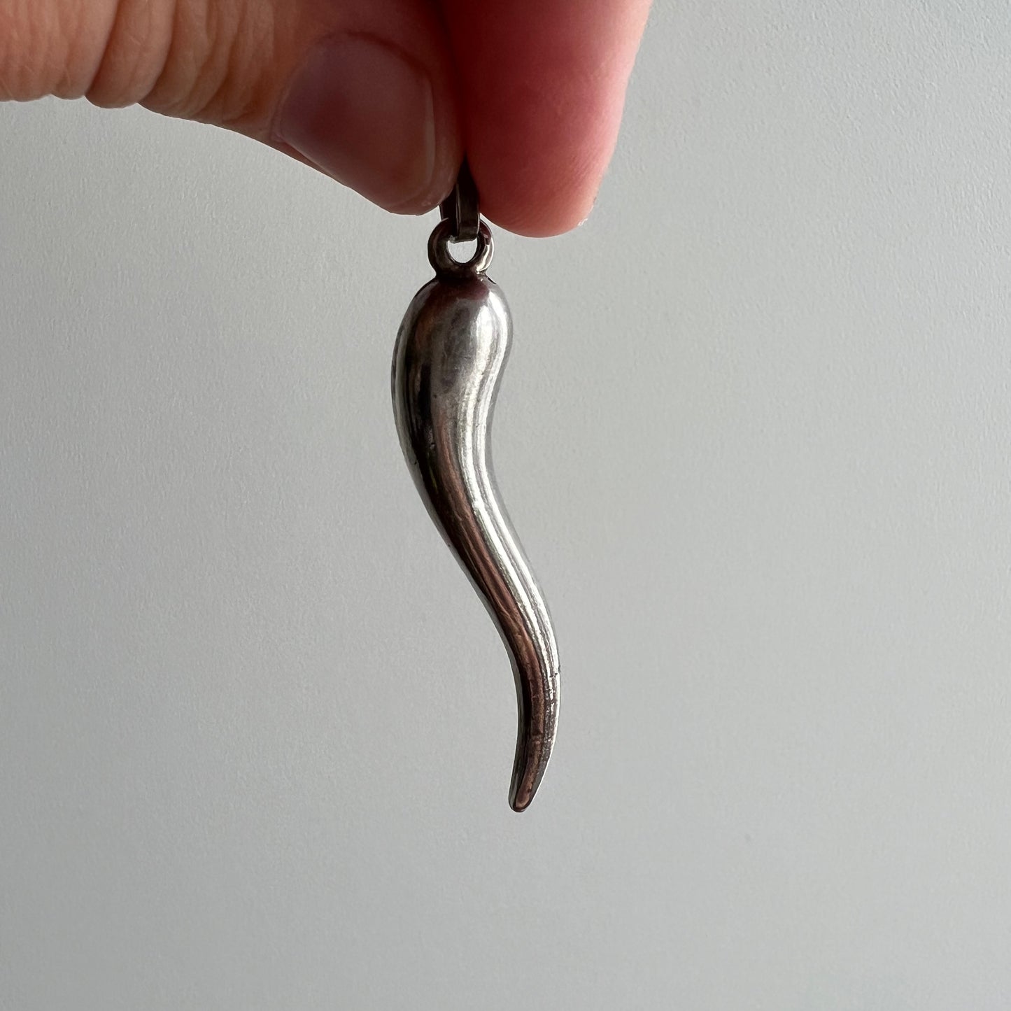 V I N T A G E // cornicello luck / sterling silver Italian horn luck oversized charm / a pendant