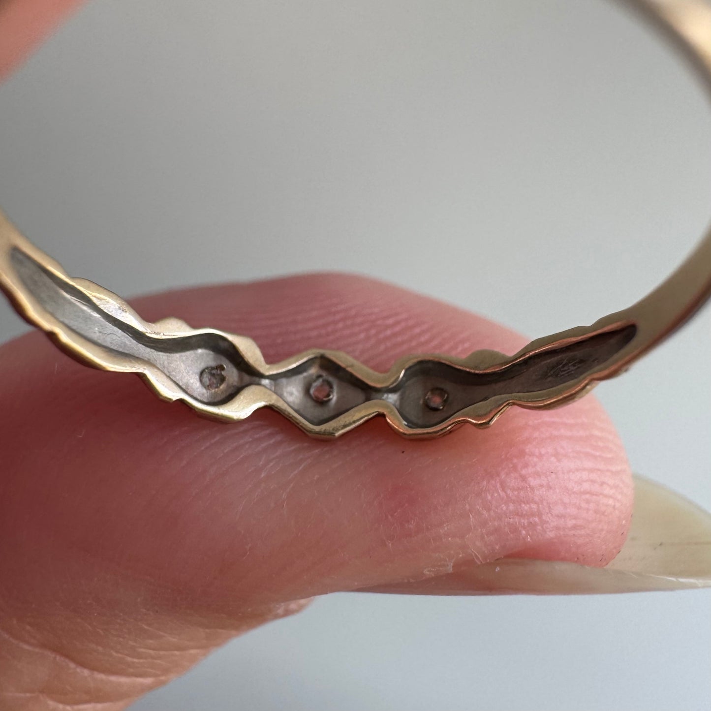 V I N T A G E // blooming hearts / 10k and rose cut diamond art nouveau band / size 6.75