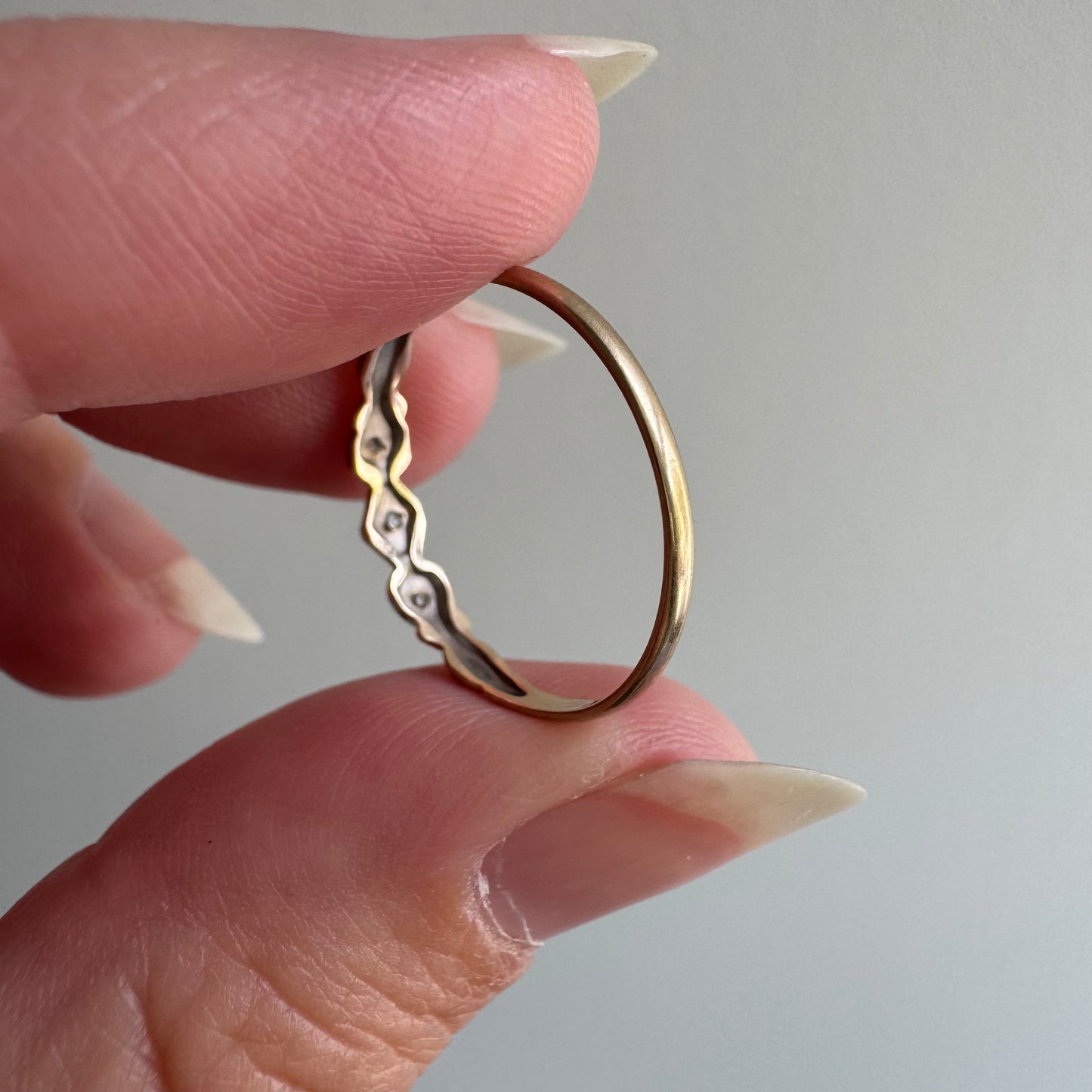 V I N T A G E // blooming hearts / 10k and rose cut diamond art nouveau band / size 6.75