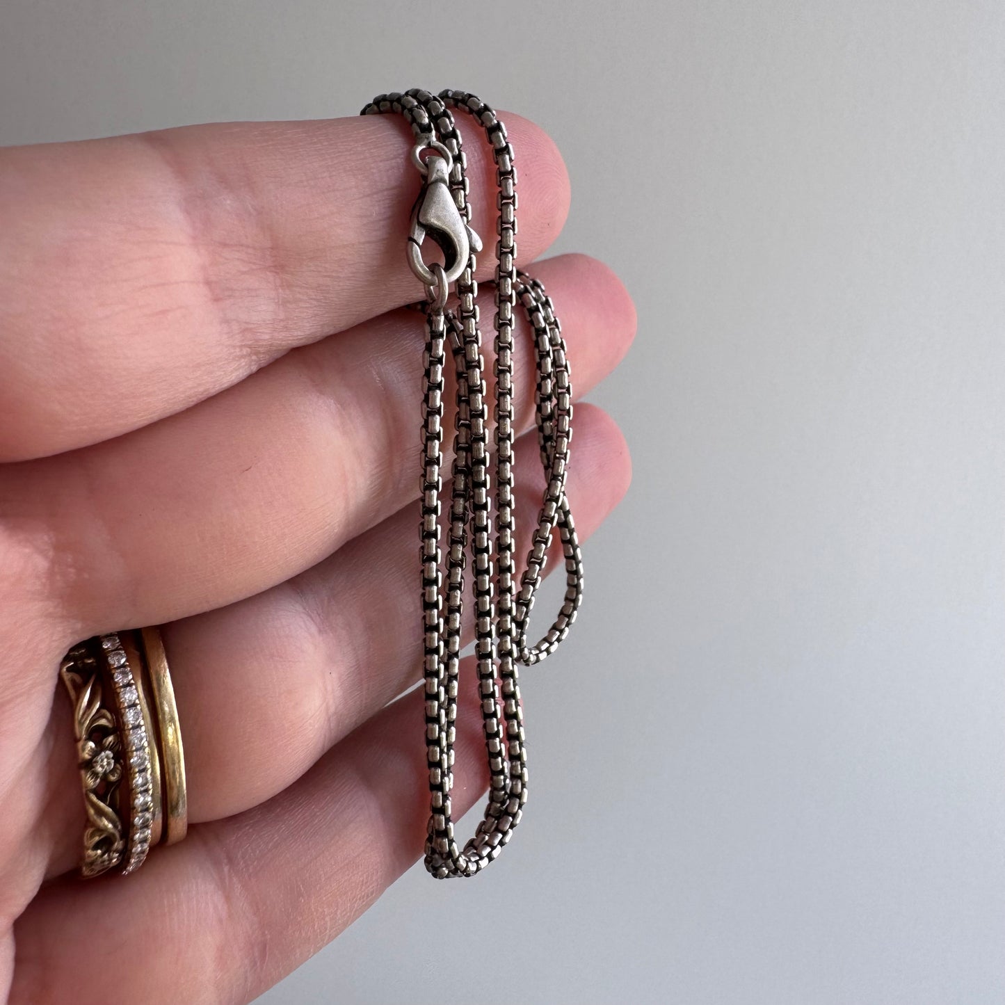 V I N T A G E // best box / sterling silver sturdy rounded box link chain necklace / 17", 6.2g