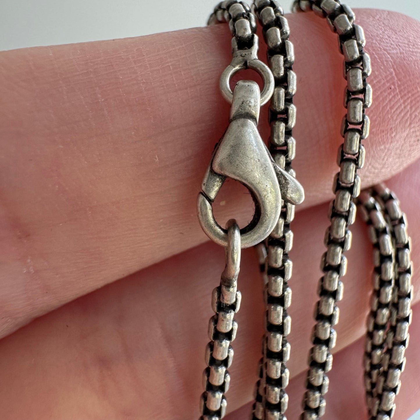 V I N T A G E // best box / sterling silver sturdy rounded box link chain necklace / 17", 6.2g