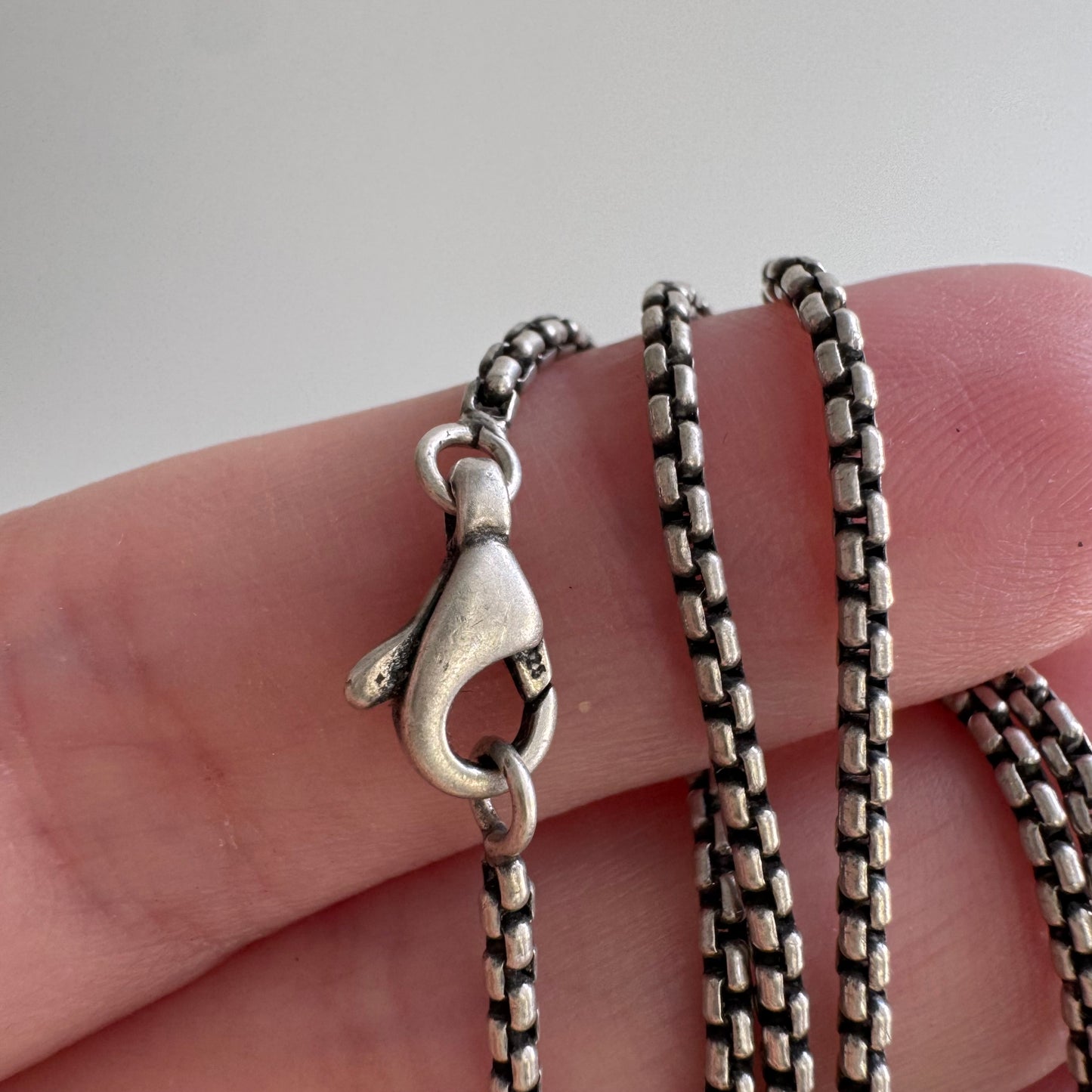 V I N T A G E // best box / sterling silver sturdy rounded box link chain necklace / 17", 6.2g