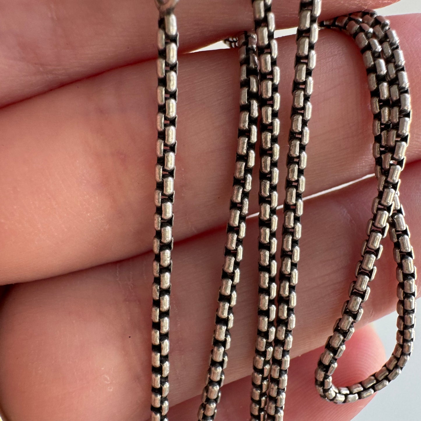 V I N T A G E // best box / sterling silver sturdy rounded box link chain necklace / 17", 6.2g