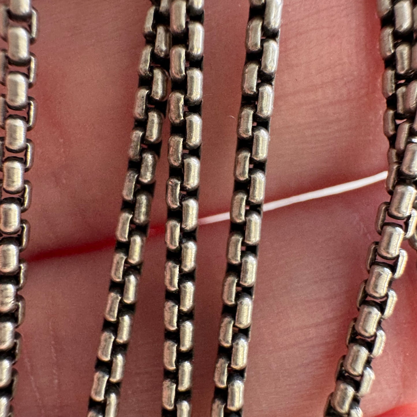 V I N T A G E // best box / sterling silver sturdy rounded box link chain necklace / 17", 6.2g