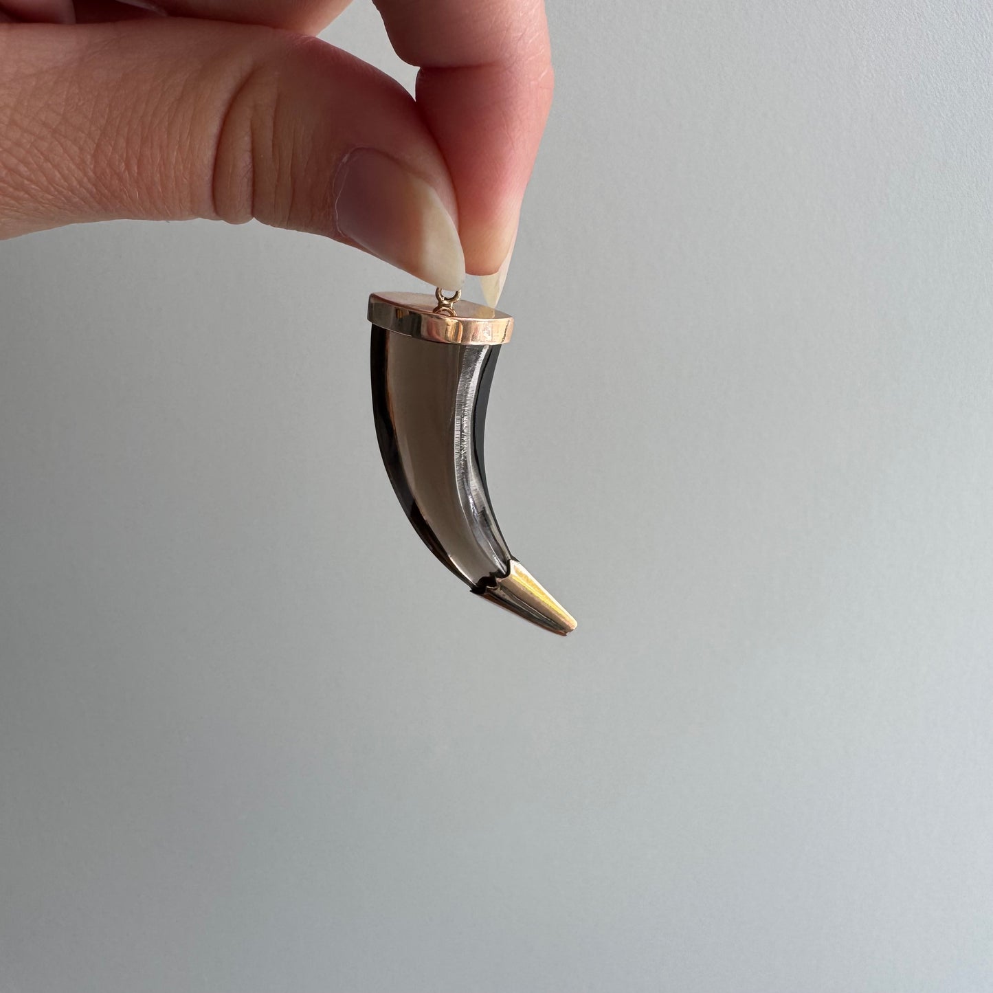 reimagined A N T I Q U E // like a horn / 14k and smoky quartz tusk / a pendant