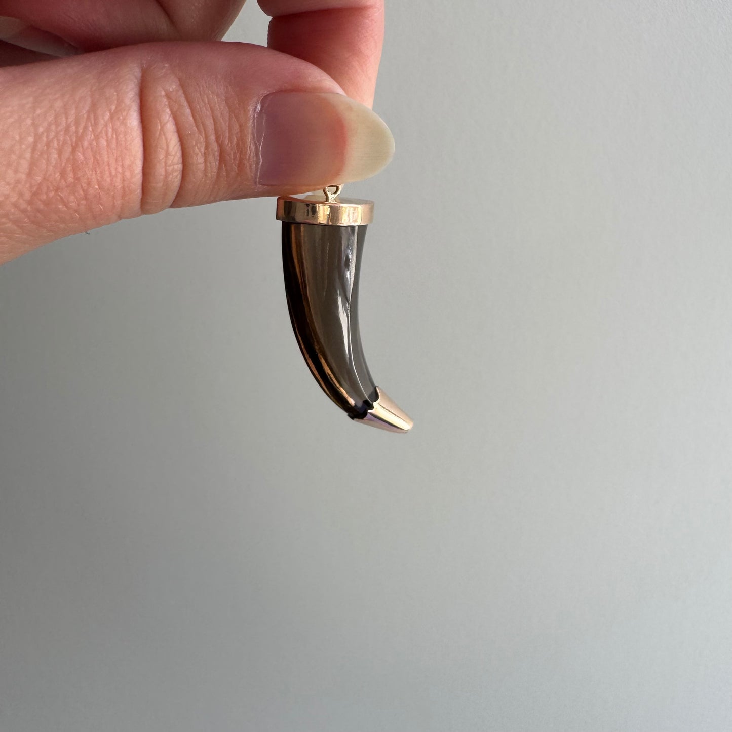 reimagined A N T I Q U E // like a horn / 14k and smoky quartz tusk / a pendant