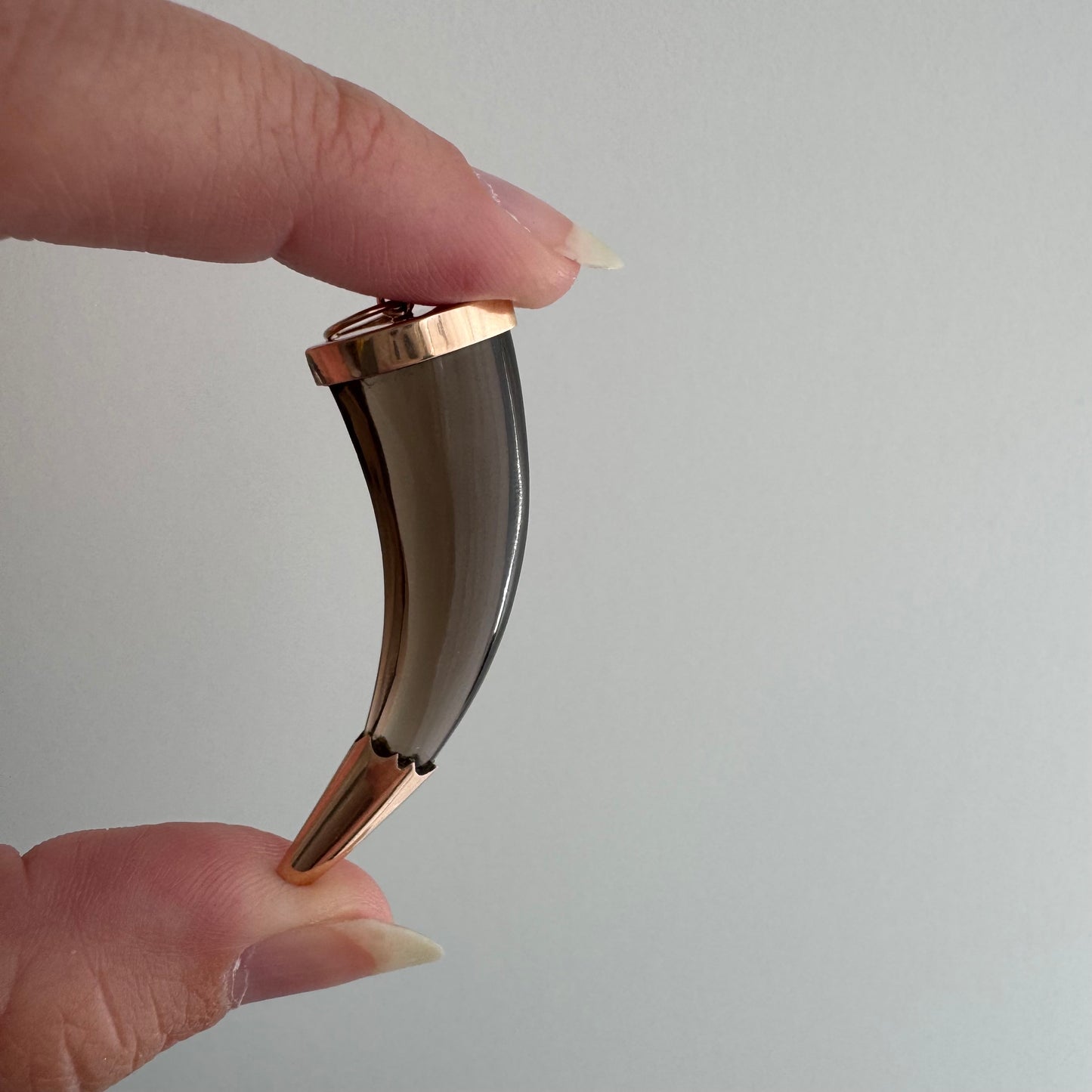 reimagined A N T I Q U E // like a horn / 14k and smoky quartz tusk / a pendant