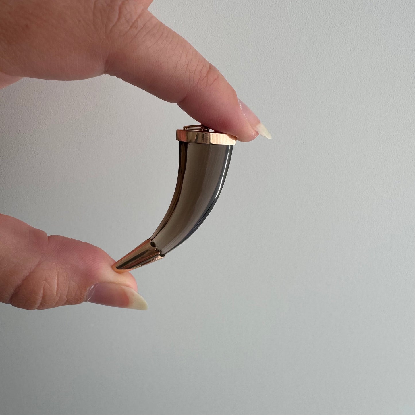 reimagined A N T I Q U E // like a horn / 14k and smoky quartz tusk / a pendant