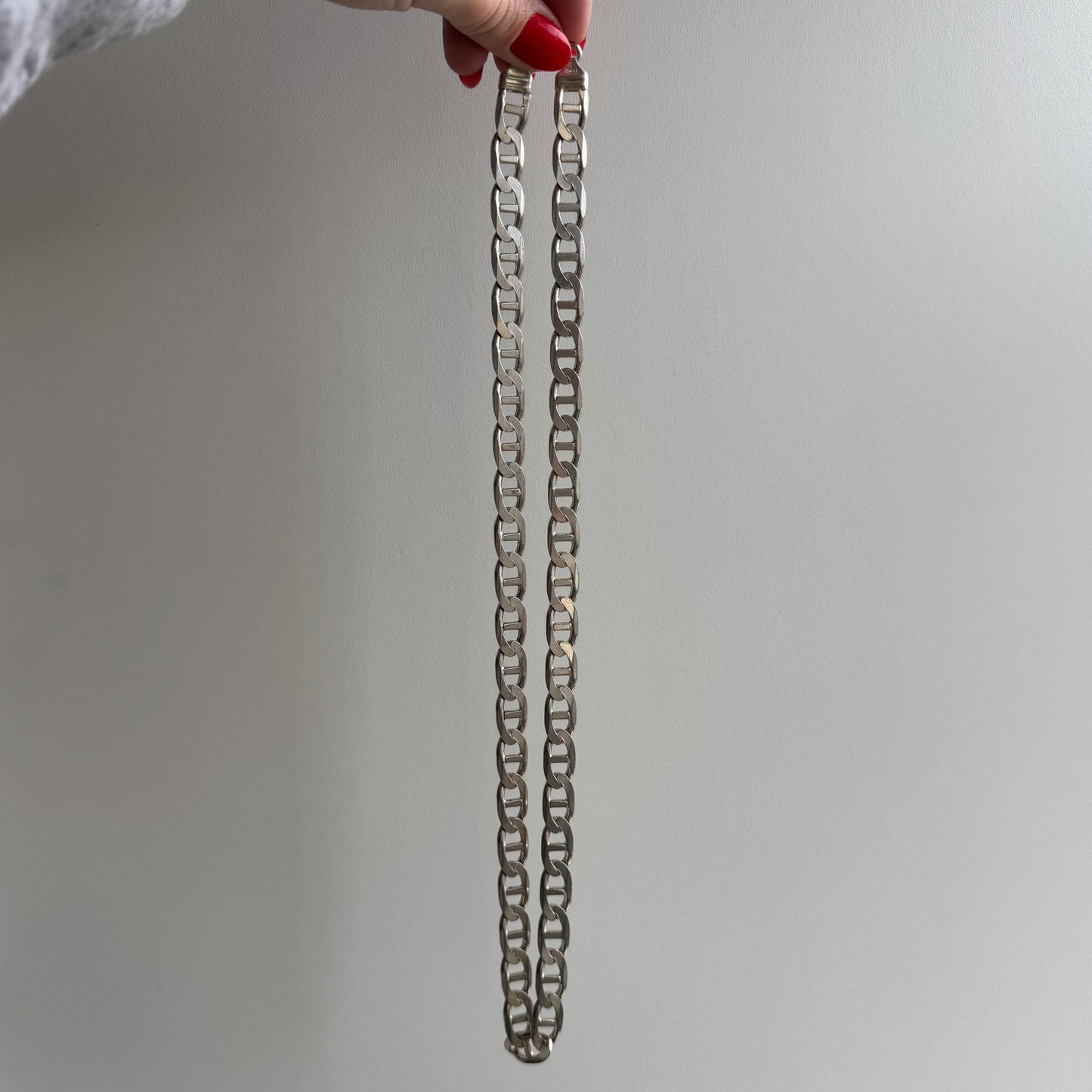 P R E - L O V E D // chunky anchor / sterling silver wide flat anchor link chain necklace / 23.75", 73.8g