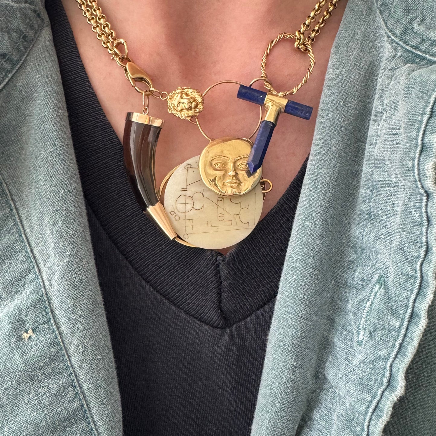 reimagined A N T I Q U E // like a horn / 14k and smoky quartz tusk / a pendant