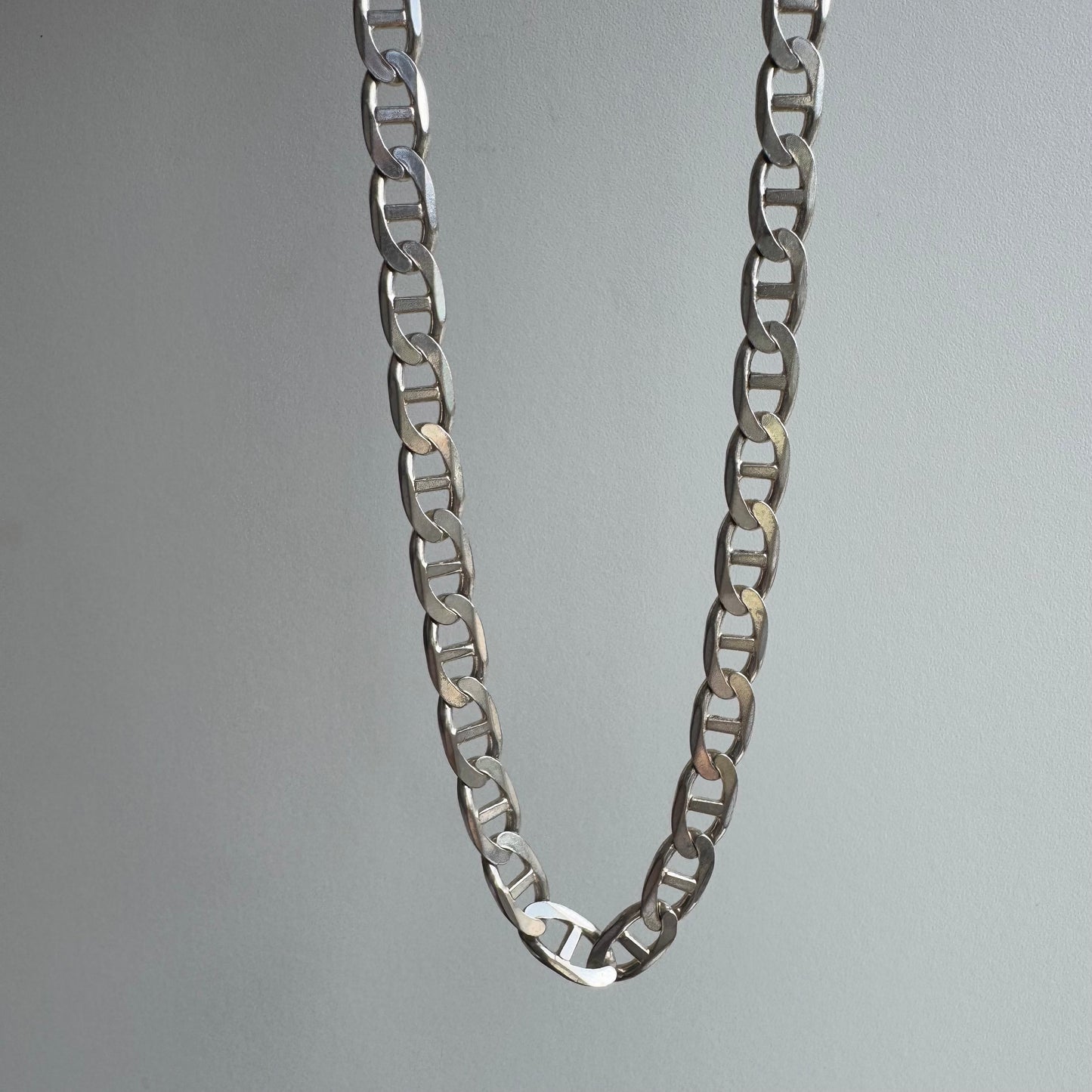 P R E - L O V E D // chunky anchor / sterling silver wide flat anchor link chain necklace / 23.75", 73.8g